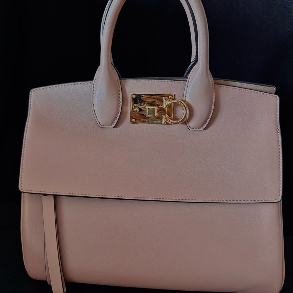 Salvatore Ferragamo Blush Satchel with Gold Accent